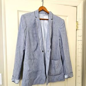 Tahari blue classic strip blazer